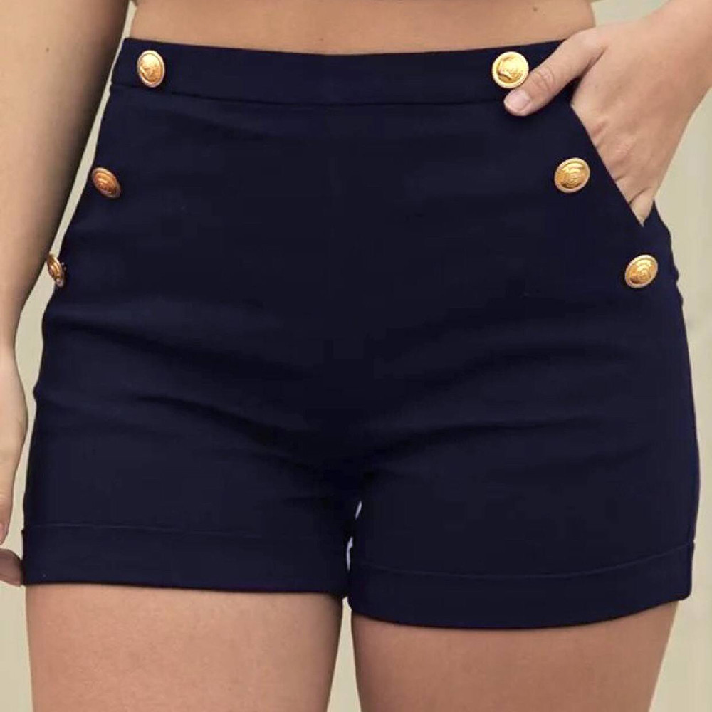 Elastic High Waist Loose Women Casual Plus Size Zipper Lady Summer solid shorts sexy shorts cotton black#W30