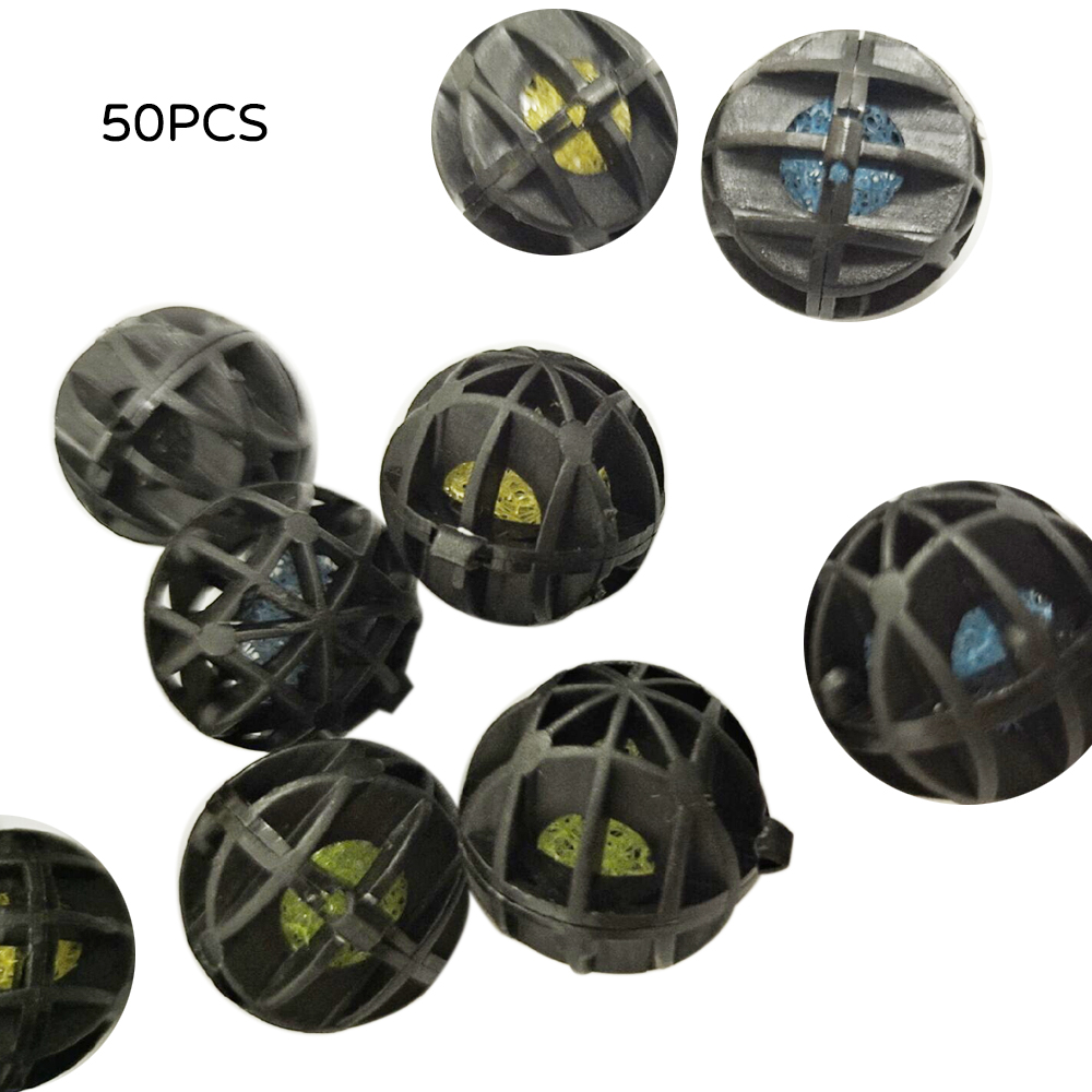 50 Pcs Black 16mm Plastic Bio Balls Aquarium Pond Fish Tank Wet/Dry Canister Filter Clean Media Aquariums Accessories