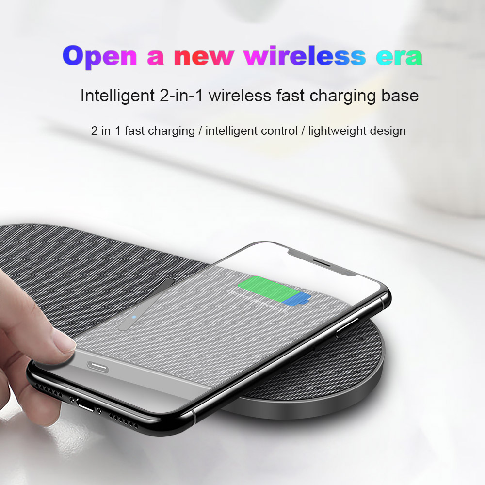 20W Qi Wireless Charger Pad For Samsung S20 S10 Dual 10W 2 in 1 Fast Charging Dock Station For iPhone 11 XS XR X 8 Airpods Pro