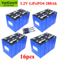 16x 3.2V 280Ah LiFePO4 batteries DIY 4s 12V 24V 280AH Rechargeable battery pack for Electric car RV Solar Energy storage system