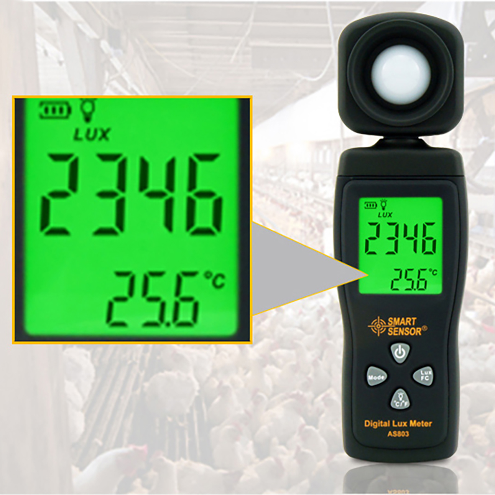 SMART SENSOR AS803 Digital Lux Meter Luminance Tester Light Meter 1-200000 Lux Tools Photometer Spectrometer Actinometer