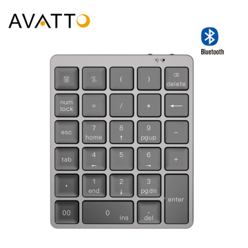 AVATTO Rechargeable Bluetooth Wireless Financial Accounting Numeric Keypad Keyboard, Aluminum Number Pad for Laptop PC MacBook
