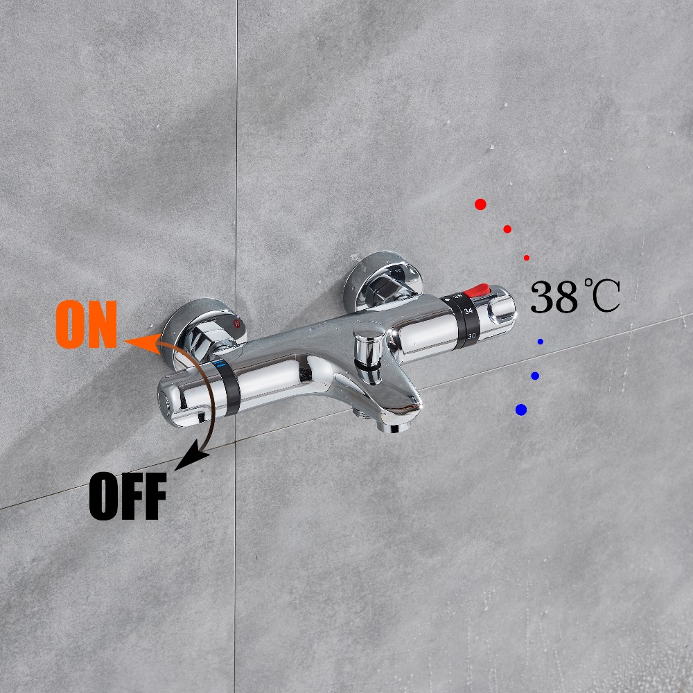 fmhjfisd Thermostatic Bath Shower Faucet Chrome Wall Mounted Bathroom Faucet Outdoor Shower Faucet