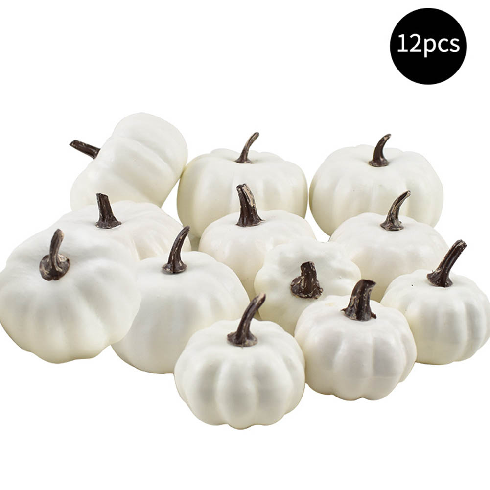 12Pcs Simulation Small Pumpkin Foam Mini Halloween White Pumpkin DIY Craft Artificial Pumpkin Party Wedding Decor Supplies