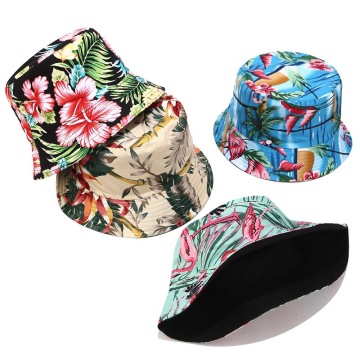 Flower Print Bucket Hat Reversible Fisherman Hat Women Men Outdoor Travel Sun Hat Panama Bucket Cap Hats For Girl