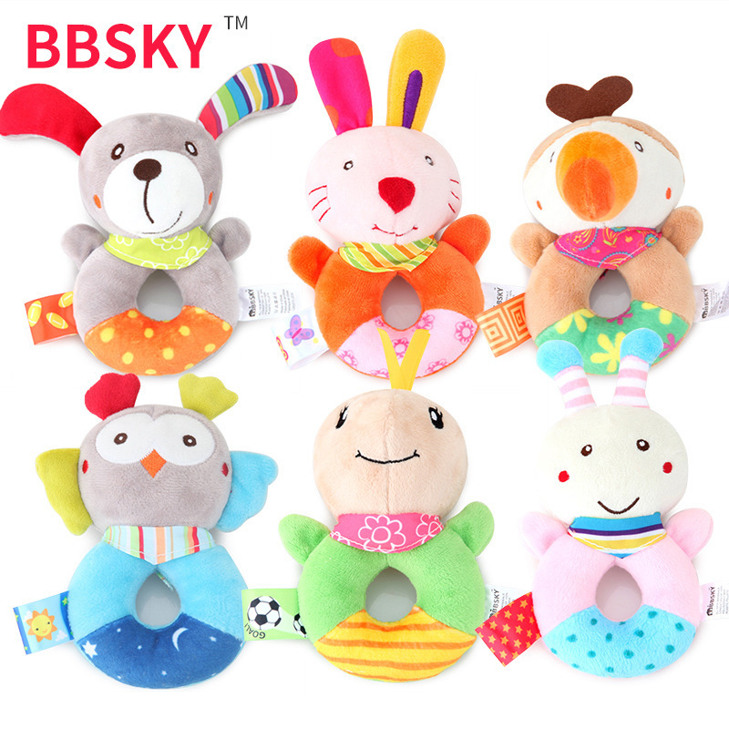 Cartoon Animal Rattle Baby Toys 0-12 Months Bed Stroller Crib Baby Mobile Hanging Rattles Newborn Plush Infant Educational Toys