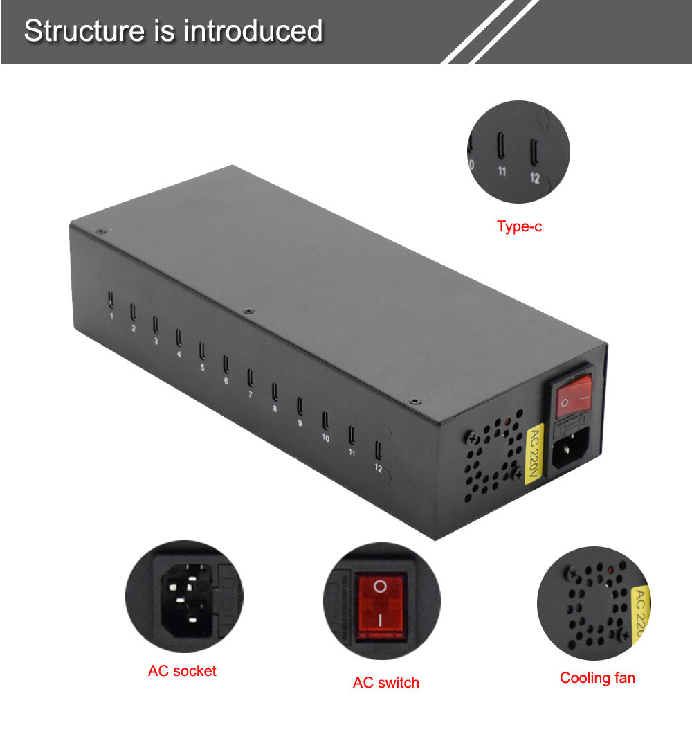 12 Port Type-C Charger Structure Is Introduced