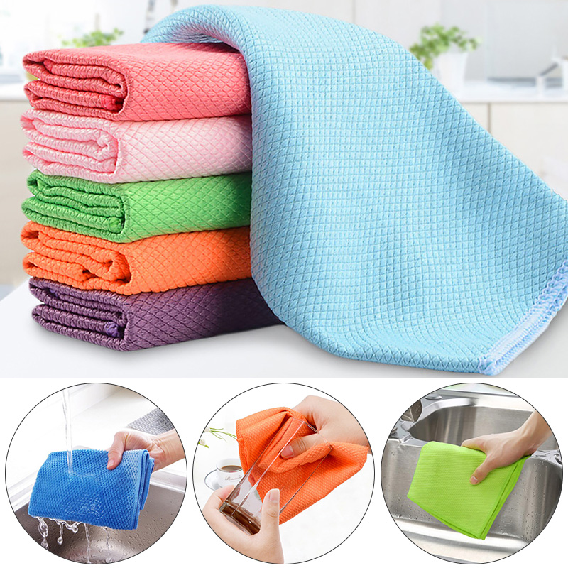 Soft Microfiber Cleaning Towel Absorbable Glass Kitchen Cleaning Cloth Wipes Table Window Car Dish Towel Rag Household