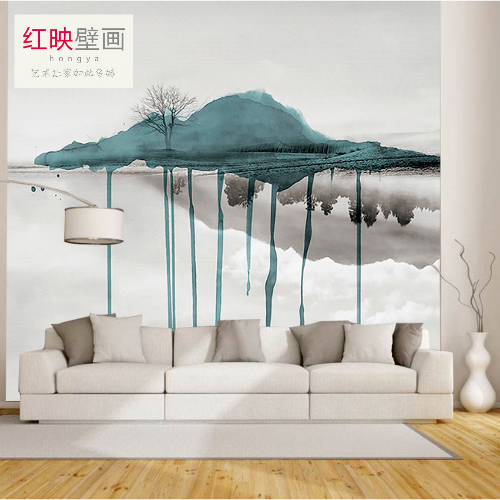 Personalized customized splash ink landscape painting wallpaper living room sofa background wall bedroom dining room 3D mural