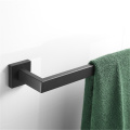 Matte Black 4-Piece Set Bathroom Accessories 304 Stainless Steel Wall Mount Toilet Paper Holder Towel Bar Ring Robe Hook