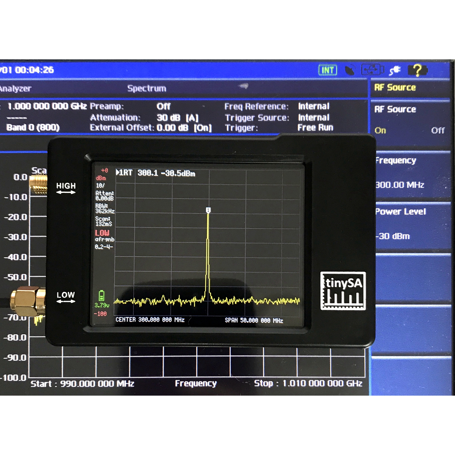 tinySA Handheld 2 Inputs Tiny Spectrum Analyzer 2.8 Touching Screen Spectrum Analyzers with 100KHz-350MHz Input Frequency Range