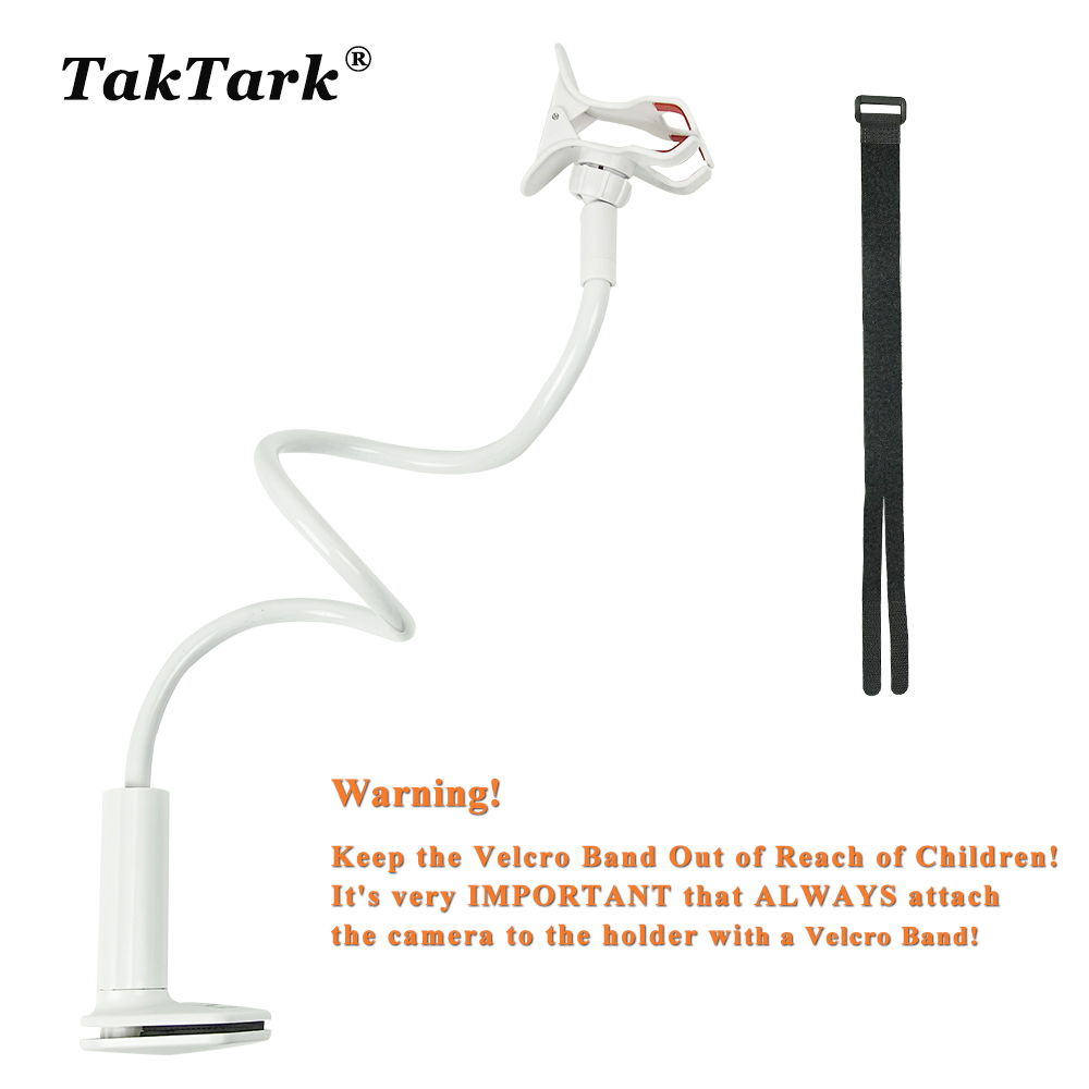 TakTark Multifunction Universal Camera Holder Stand for Baby Monitor Mount on Bed Cradle Adjustable Long Arm Bracket