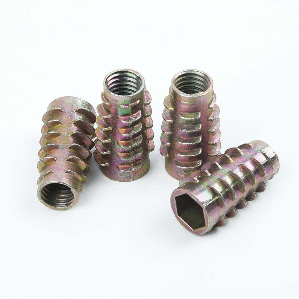 10PCS M4 M5 M6 M8 M10 Hex Drive Screw Threaded Insert Nuts For Wood Furniture Zinc Alloy E-Type Insert Nuts