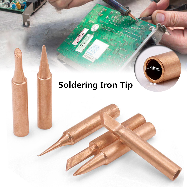 6pcs Pure Copper 900M-T Series Soldering Iron Tip Welding Tips Solder Iron Tip Lead-free Solder Tips Welding Head Soldering Tool