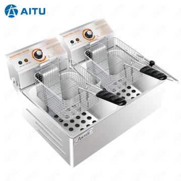 HY81 Single Double chips electric countertop deep fryer for fried chicken chips potato fish meat oil fryer