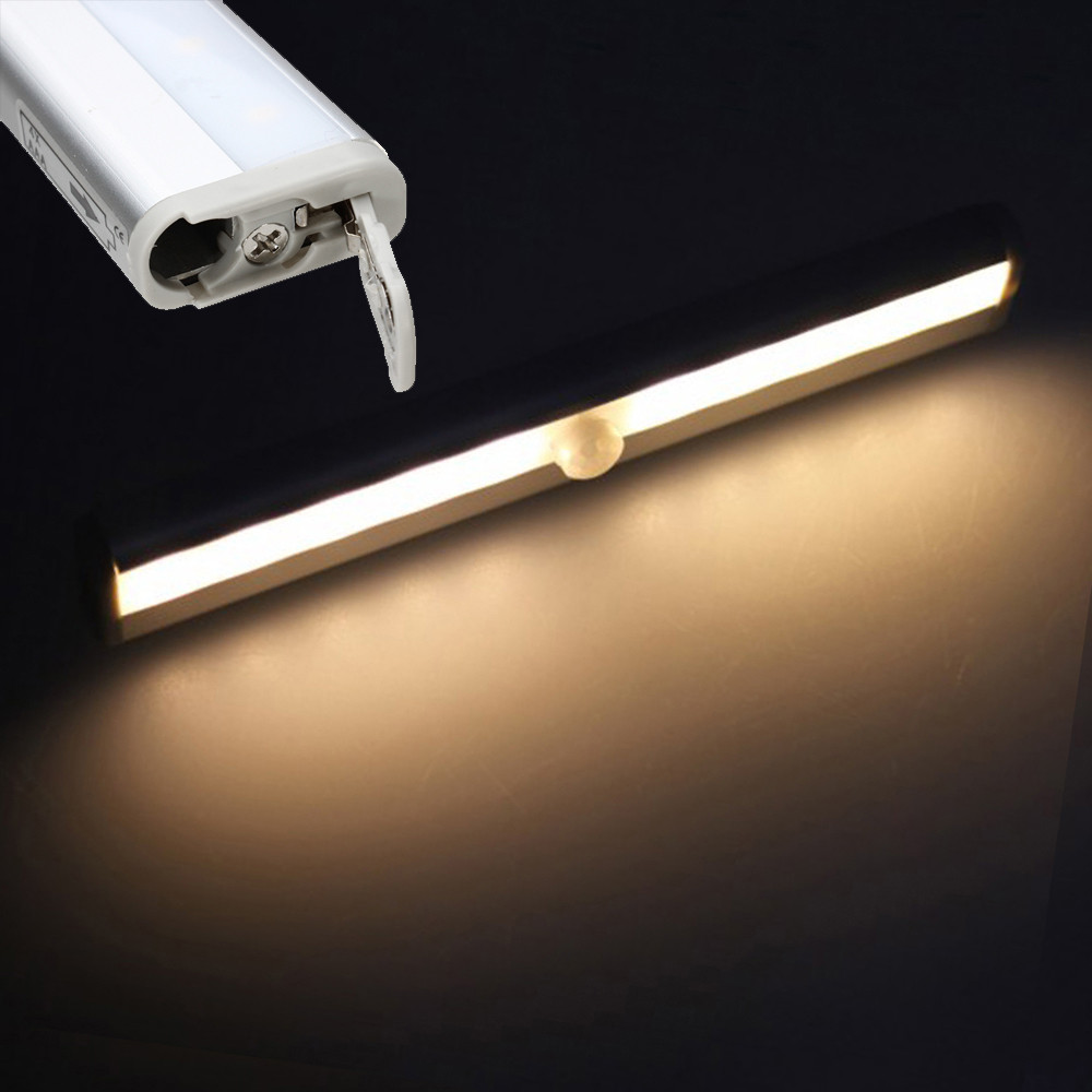 10 LED Wireless PIR Motion Sensor Light Intelligent Portable Infrared Induction Lamp Night Lights for Cabinet Closet 4*AAA FDH