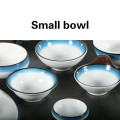 Simple Sea Blue Japanese Soup Bowl Set Seasoning Small Plate Spoon Melamine Dinnerware Pasta vegetable bowl