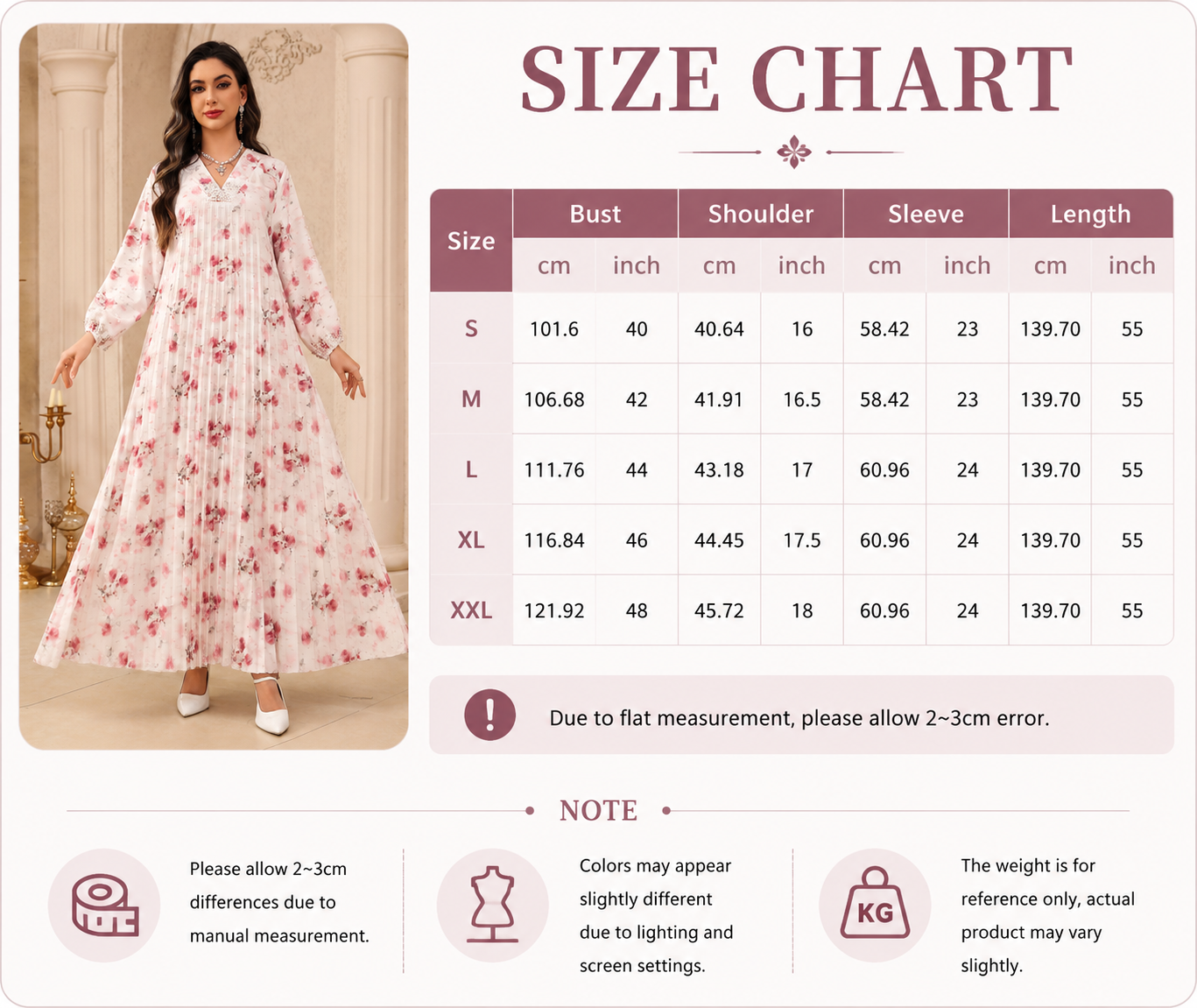 Floral Printed Pleated Abaya Dress