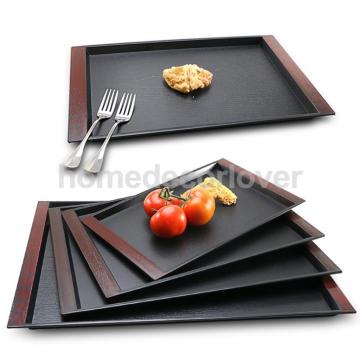 Rectangle Serving Tray Large Black Skid-resistant Food Tray Butler Tray Breakfast Coffee Drink Tray