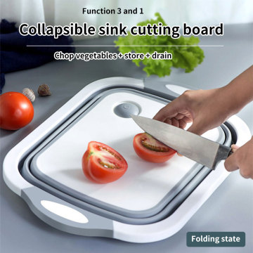 1PCS Kitchen Multifunctional Foldable Cutting Boards Silicone Cutting Board Washable Vegetable Fruit Kitchen Washing Basket