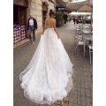 LORIE A Line Backless Wedding Dress 2019 Sexy Spaghetti Straps Bridal Dress 3D Lace Flowers Fairy Beach Wedding Dresses