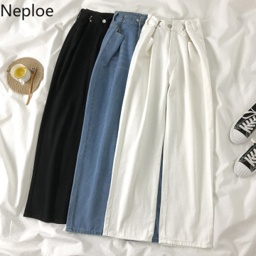 Neploe Vintage Women Pants High Waist Jeans Pantalon Femme Roupas Autumn 2020 Baggy Broeken Denim Woman Wide Leg Pants Trousers