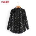 Tangada Women Retro Flowers Print Blouse Long Sleeve Chic Female Casual Loose Shirt Blusas Femininas 3A63