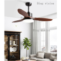 high quality LED Ceiling Fan For Living Room Nordic Wooden Ceiling Fans With Lights 48 Inch Blades Cooling Fan Remote Fan Lamp