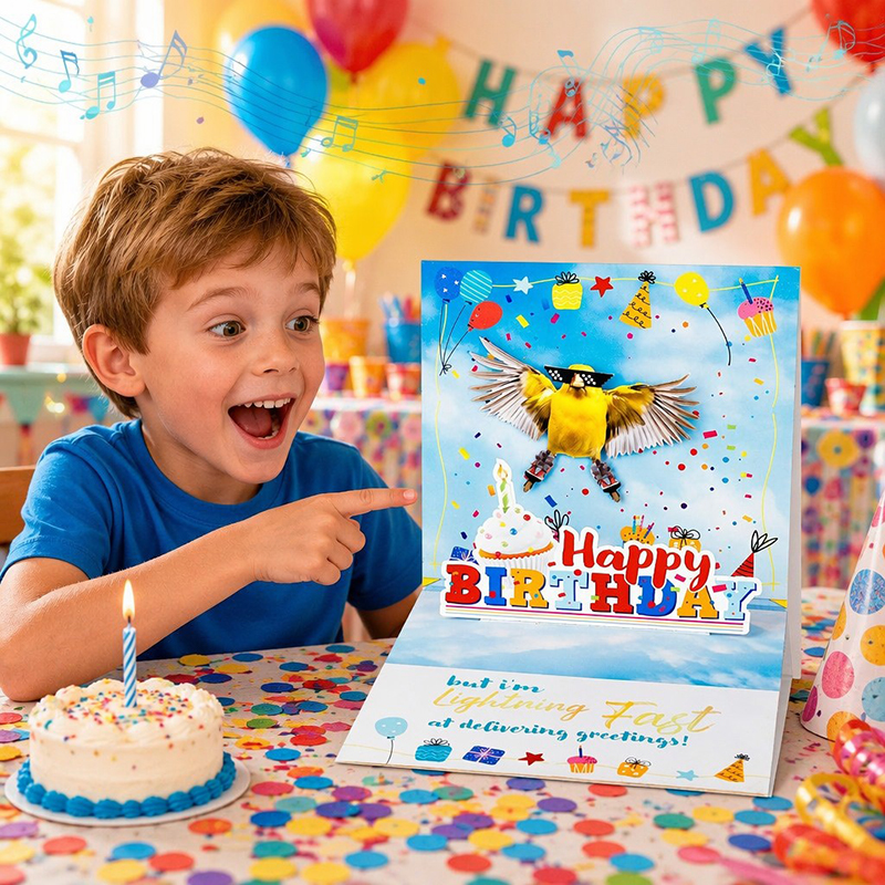 dancing bird birthday card