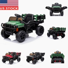 Kids Gift Ride On Electric UTV 12v Rechargeable Vehicle Toy With 2 Speed USB Bluetooth Audio Rugged Truck Toddler Rear Bucket