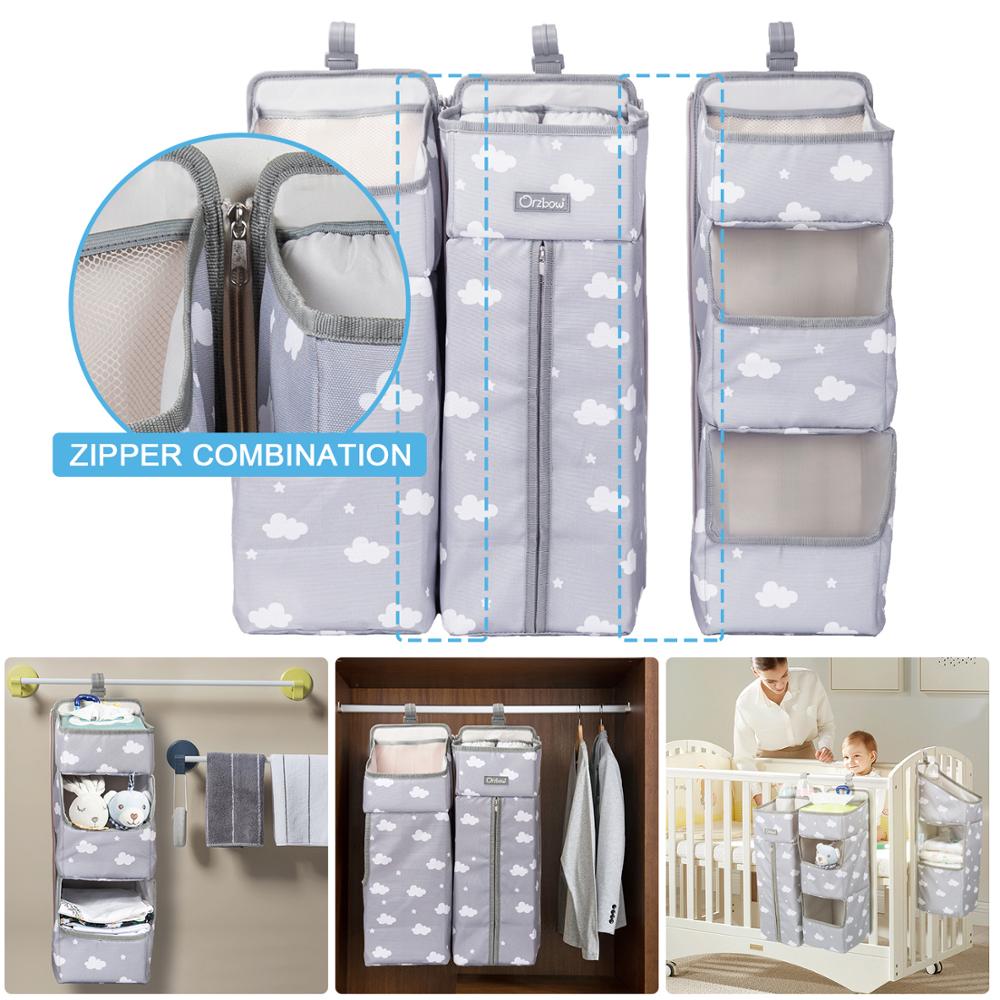 Orzbow Baby Bed Organizer Hanging Bags For Newborn Crib Diaper Storage Bags Baby Care Organizer Infant Bedding Nursing Bags