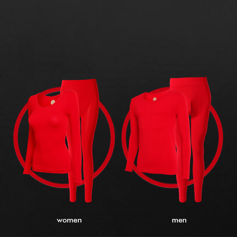 ZJX Winter Couple Thermal Underwear Set Red Women Soft Cotton Long Johns Keep Warm Suit Men Inner Wear Clothing Thermo Underwear