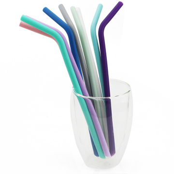 4Pcs Reusable Silicone Straws Food Grade Silicone Extra Long Flexible Straws Colorful Drinking Cleaning Brush Party Straws Bag