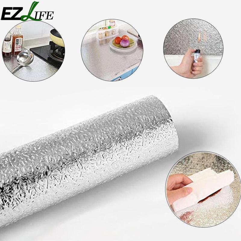 New Aluminum Foil Thicken Self Adhesive Cabinet Kitchen Waterproof Oil-proof Tin Foil Gas Stove Protection Kitchen Accessories