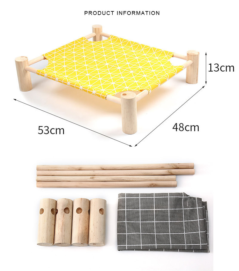 Simple Wooden Canvas Cat Bed Elevated Cat Hammocks Bed Wood Cat Lounge Bed for Small Dogs Cats Pet Accessories