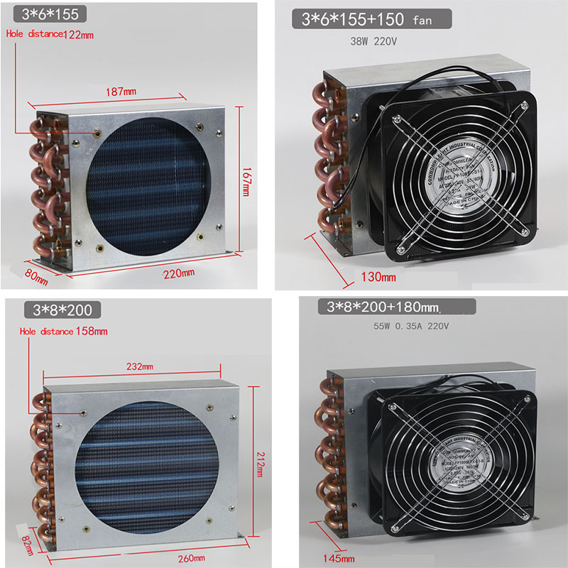 copper tube heat exchanger for Physical cooling condenser coil refrigerator aluminum fin heat exchanger Small with shell
