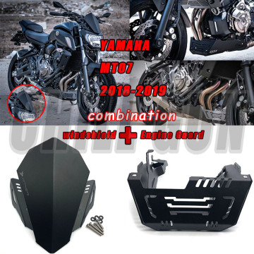 Motorcycle Windshield Windscreen Engine Guard Skid Plate Chassis Protective For YAMAHA MT-07 MT 07 MT07 2014-2020 XSR700 18`20`
