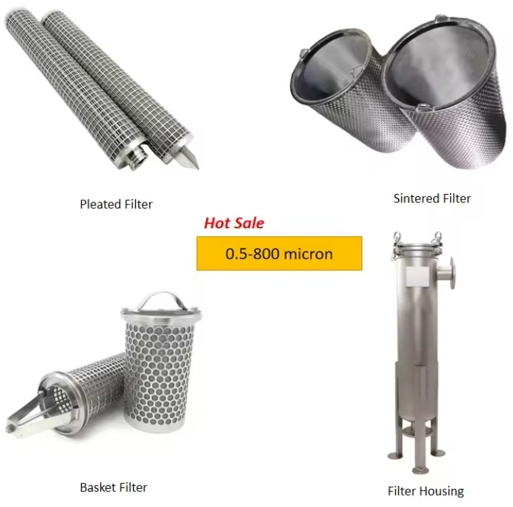 custom various metal sintered pleated baskest filter and filter housing