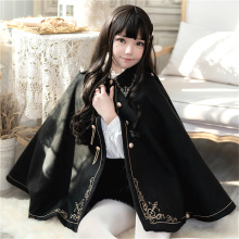 Japanese Anime Girl Autumn/winter Cool Night Earl Handsome Embroidered Dovetail Cape Thickened Coat Lolita Cloak Loli Top