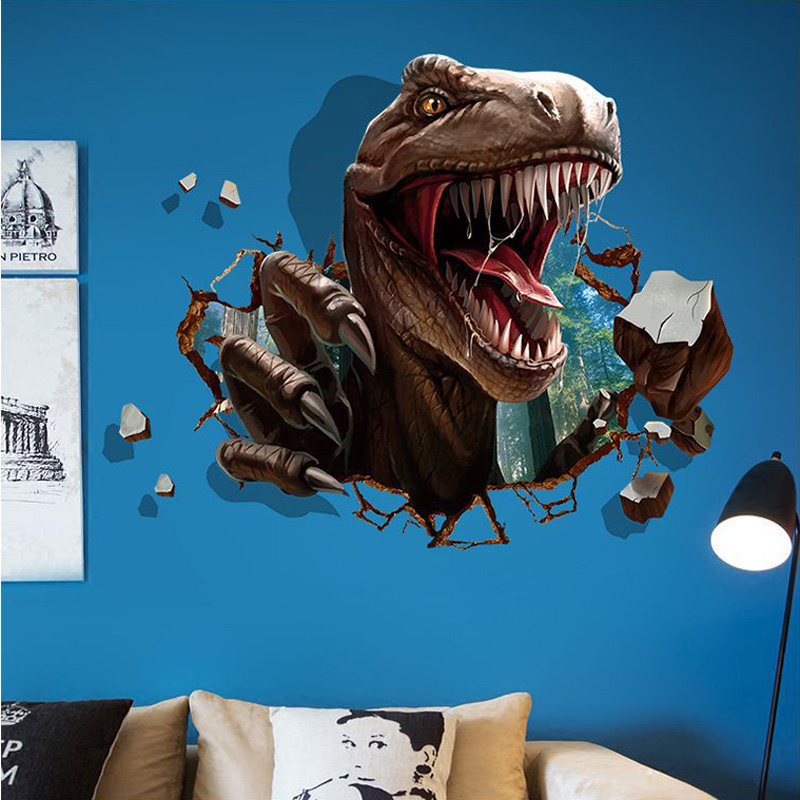 3D dinosaur wall stickers kids rooms Dinosaur Assault Bedroom living room decoration mural home decor stickers decals wallpaper