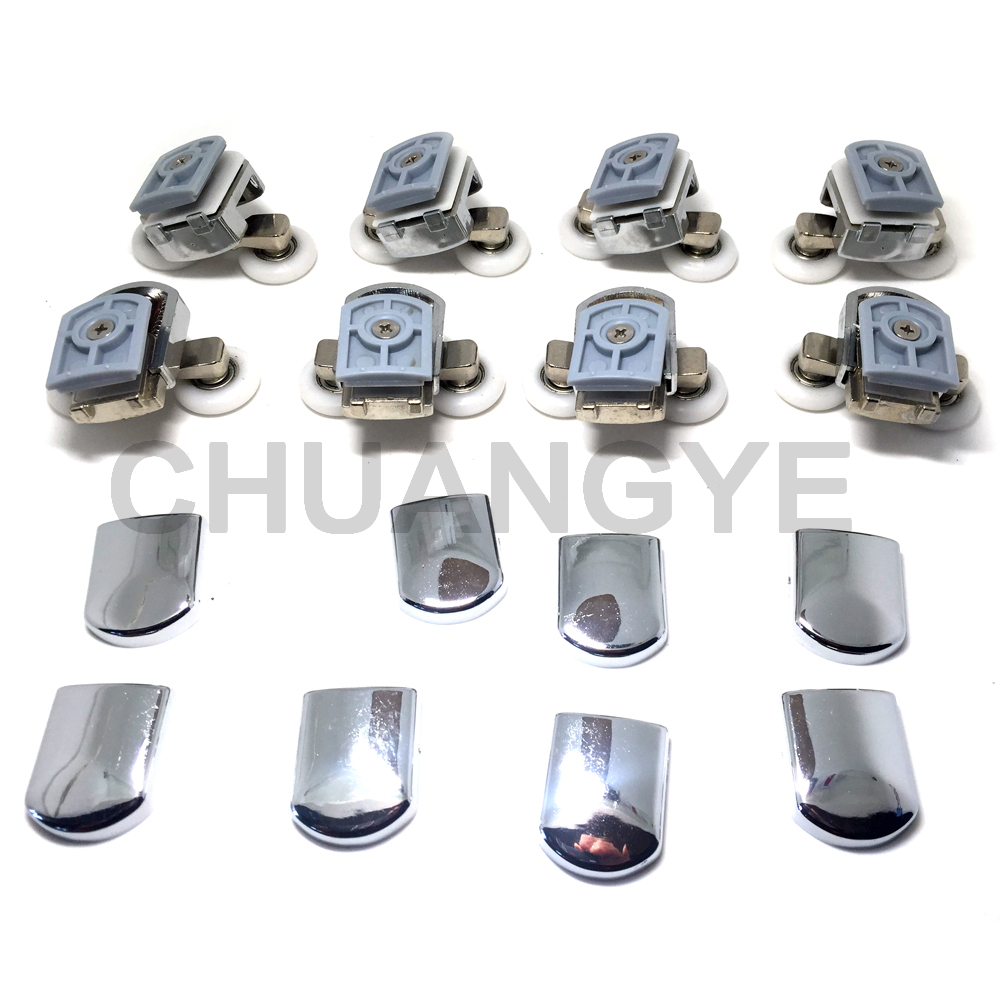 8 x Double Zinc Alloy Shower Door Rollers/Runners 23mm wheels diameterCY-909AB