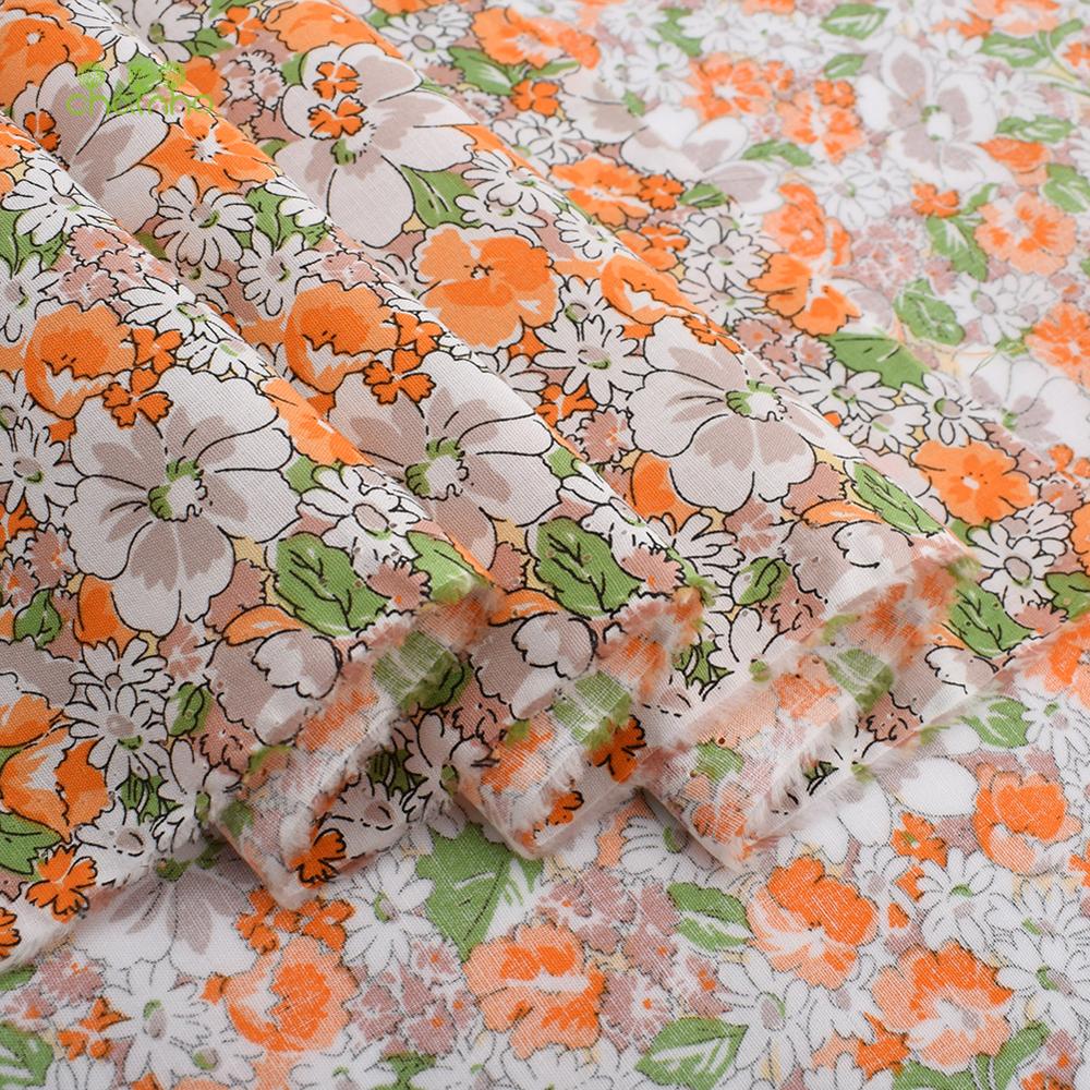 Orange Flower Series,Printed Plain Cotton Fabric,DIY Sewing Quilting For Baby&Children's Dress Shirt Skirt Poplin Material