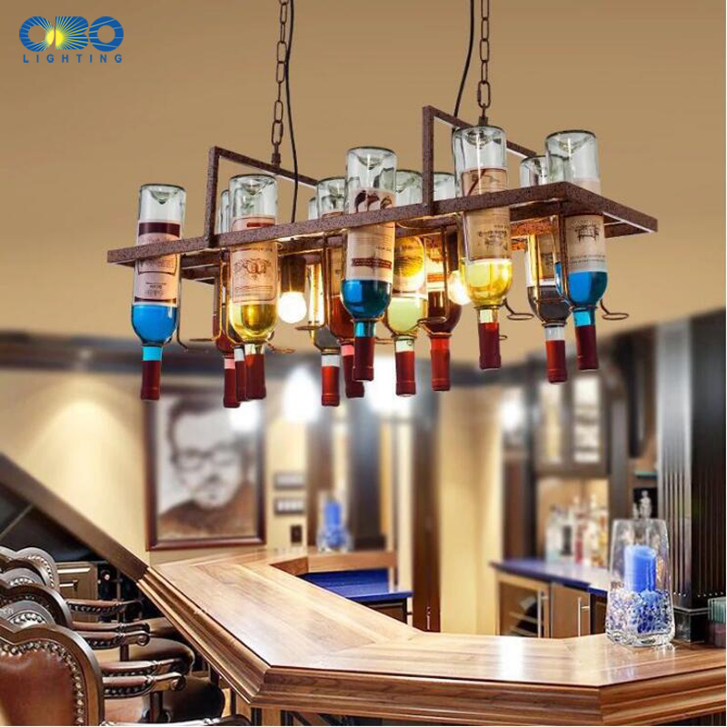 Pendant Lights American Retro Industrial Bar Creative Cafe Restaurant Lighting Glass Wine Bottle E27 LED Vintage Pendant Lamp