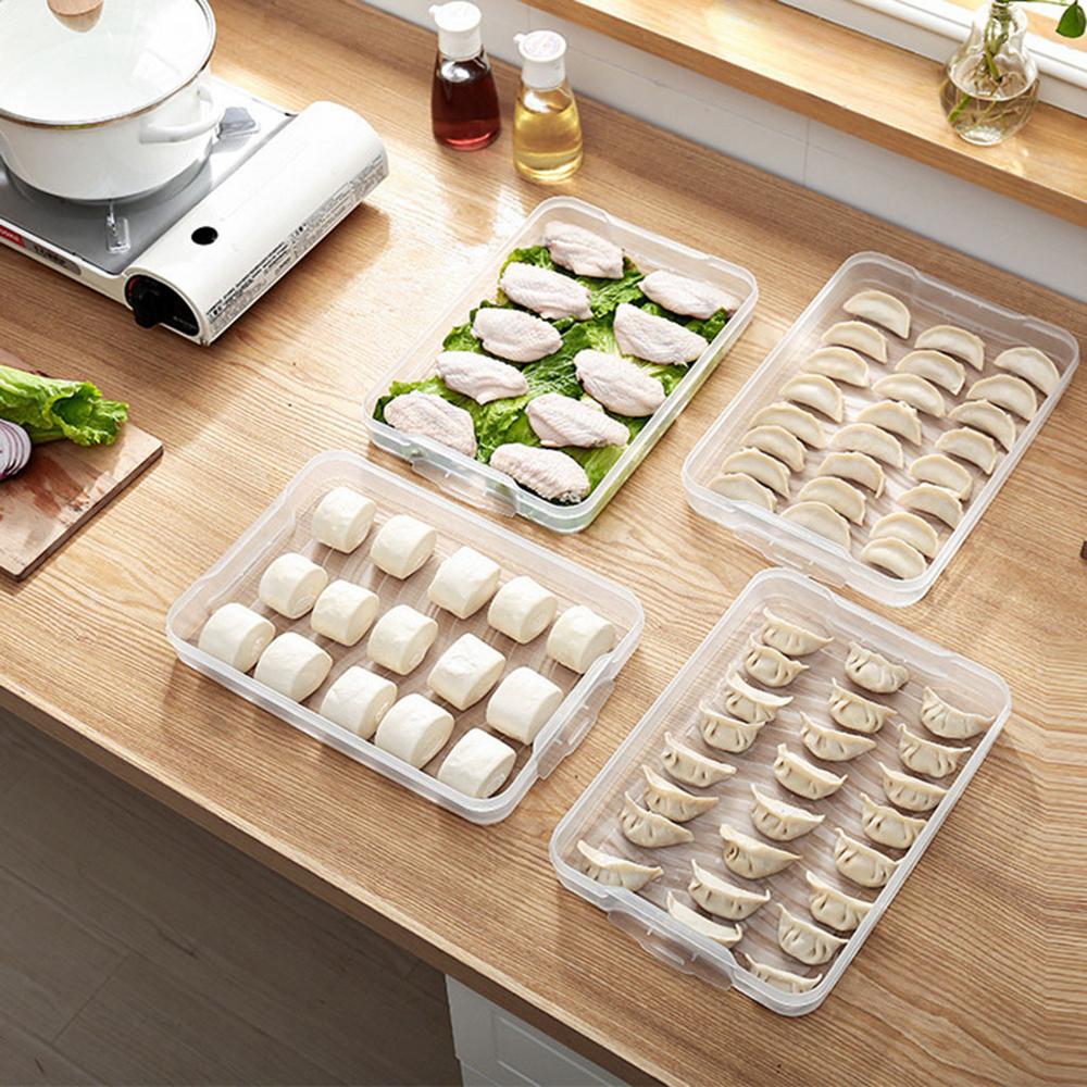 ATUCOHO Store Single Layer Dumpling Boxes Storage Tray Food Container Box To Keep Frozen Dumpling Storage Plastic Boxes Cool