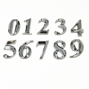 5cm Slimming Type Silver House Number Stickers 3D Self Adhesive Door Sign Number Digit Apartment Hotel Office Door Address