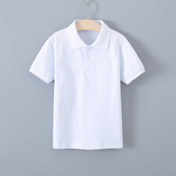 Summer Short Sleeve Boys Polo Shirts Brand Solid Color Cotton White Top Girls School Uniform Clothing Age 3T-15
