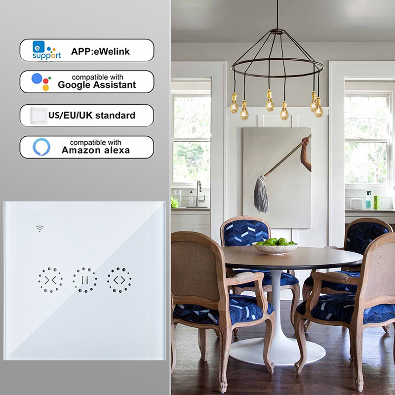 Smart Home WiFi Electric Touch Blinds Curtain Switch Ewelink APP Voice Control by Alexa Echo for Mechanical Limit Blinds Motor