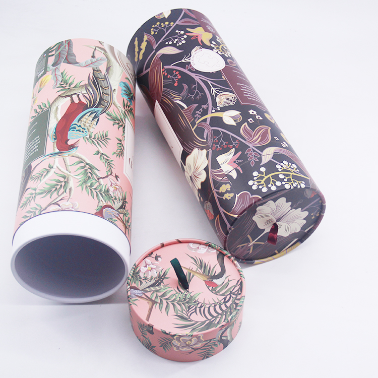 Paper tube candle packaging with ribbon