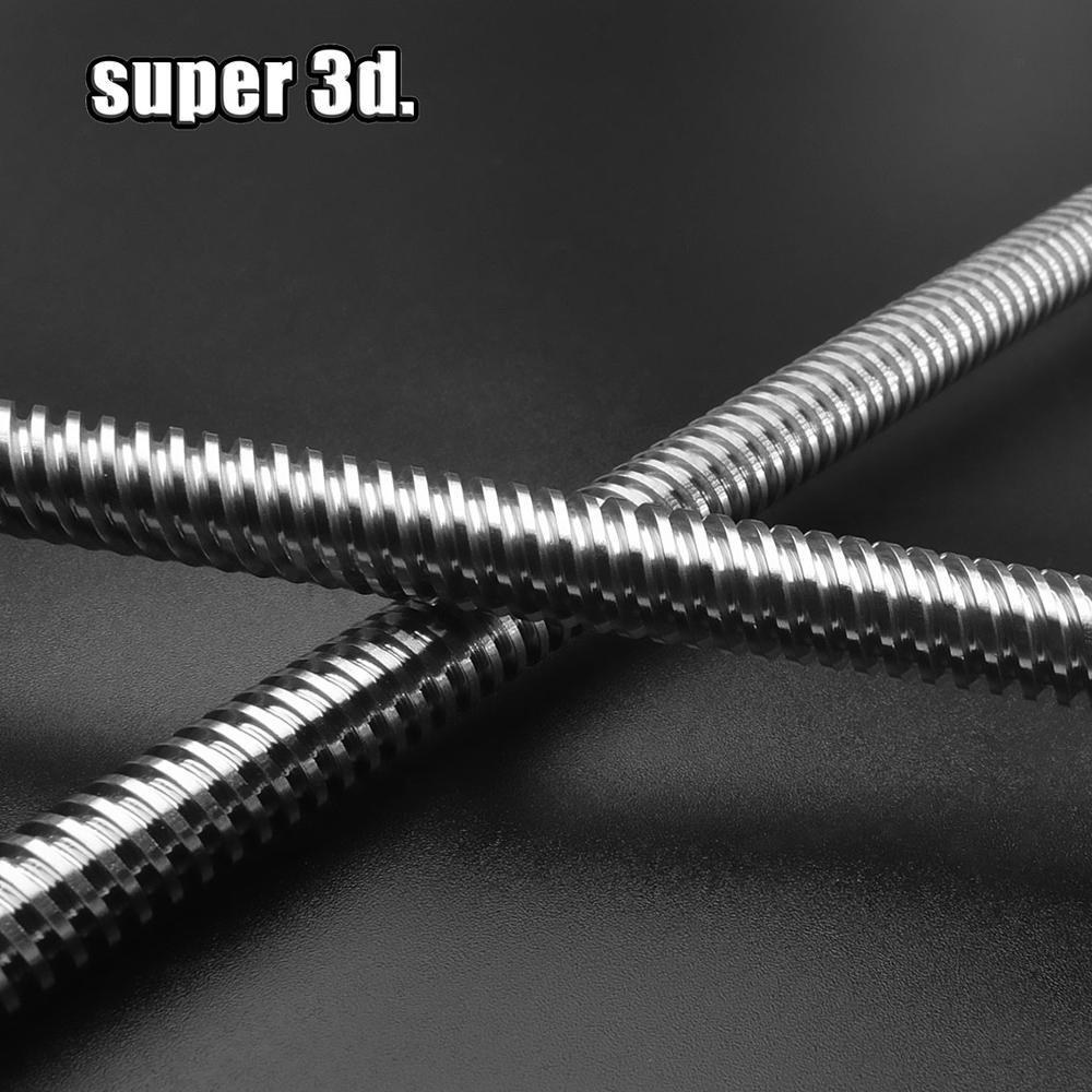 T8 Lead Screw Rod OD 8mm Pitch 2mm Lead 2mm Length 150mm-750mm Threaded Rods with Brass Nut for Reprap 3D Printer