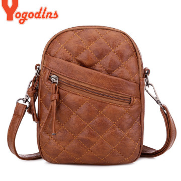 Yogodlns Fashion Plaid Shoulder Bag For Women PU Leather Crossbody Bag Light Mobile Phone Purse Small Square Bag Shopping Bag